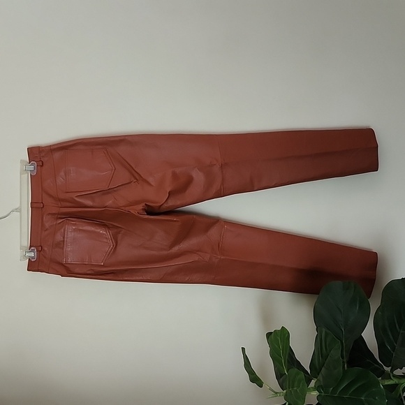 Vintage Metro Style Leather Brown Tapered Leg Trouser Pants Womens 8 Tall - Picture 5 of 7